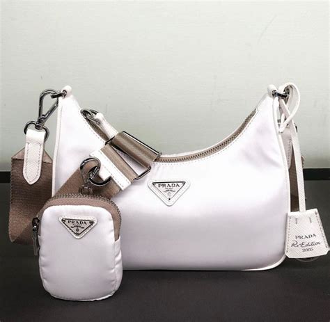 prada white purse|prada nylon white bag.